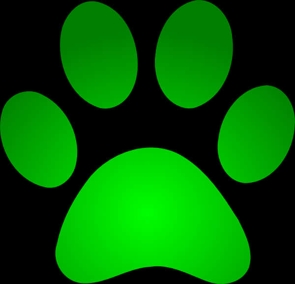 A Green Paw Print On A Black Background