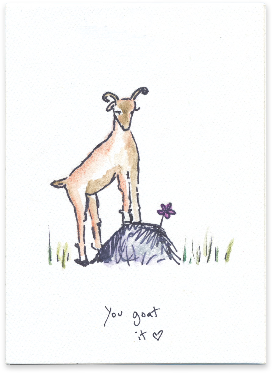 A Drawing Of A Goat Standing On A Rock
