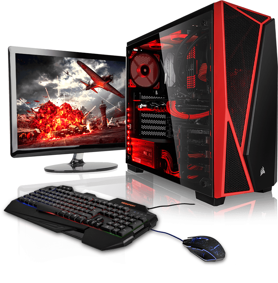 Red And Black Gaming Computer Setup