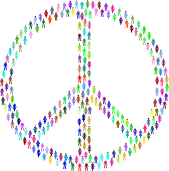 A Peace Sign Made Of People