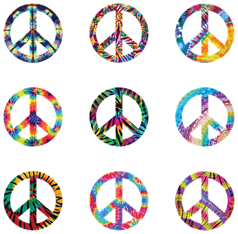 A Group Of Colorful Peace Signs