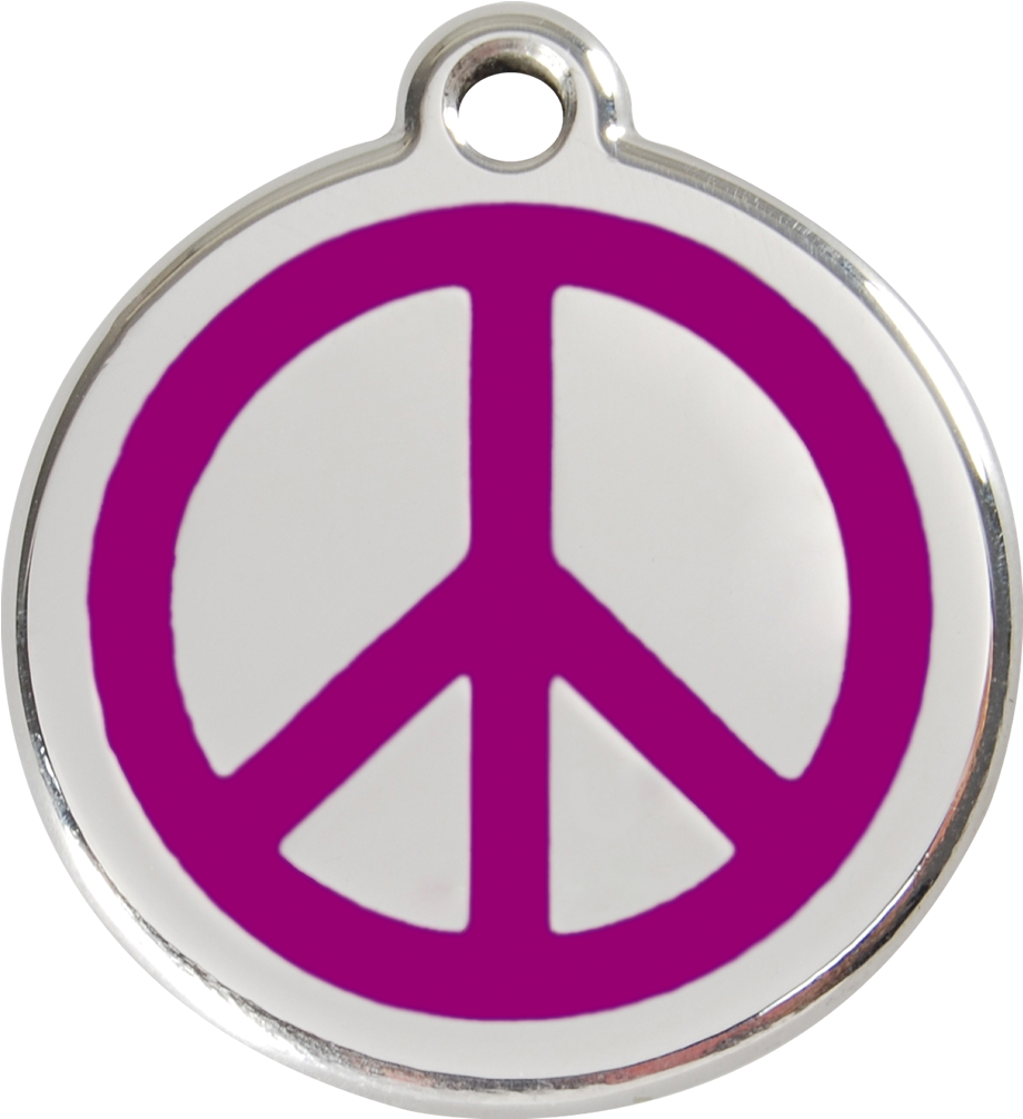 A Purple Peace Sign On A Silver Circle