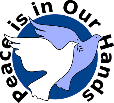 A White Doves With A Blue Circle
