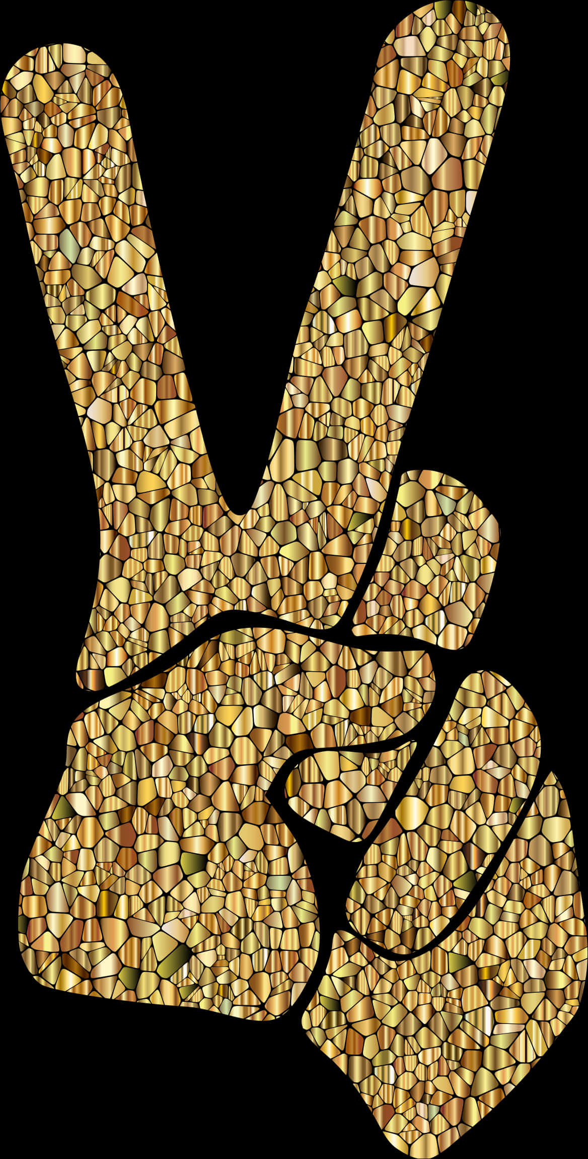 A Gold Peace Sign Made Of Rocks