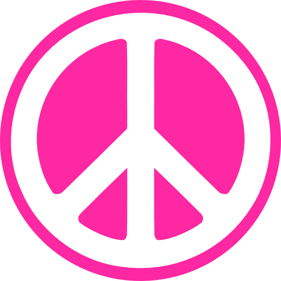 A Pink Peace Sign With White Border