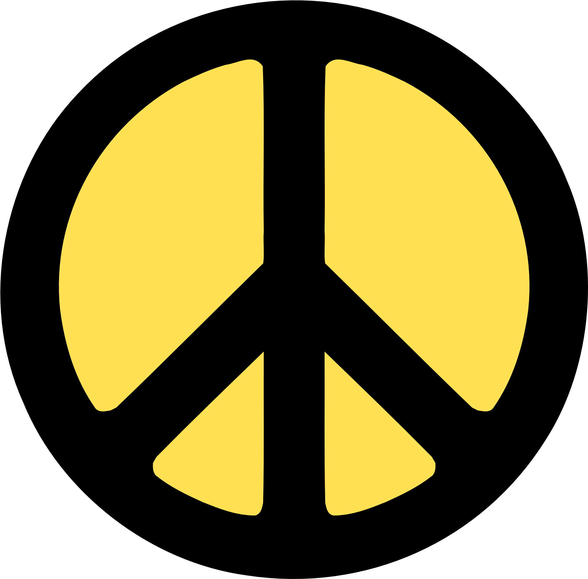 A Yellow Peace Sign With Black Lines