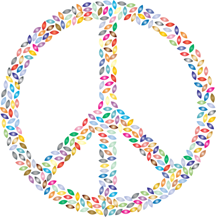 A Peace Sign Made Of Colorful Leaves