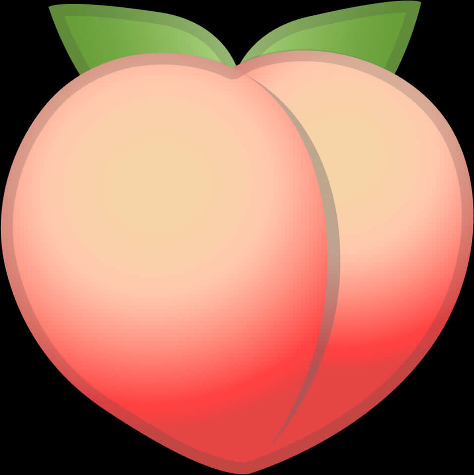 A Peach With Green Leaves