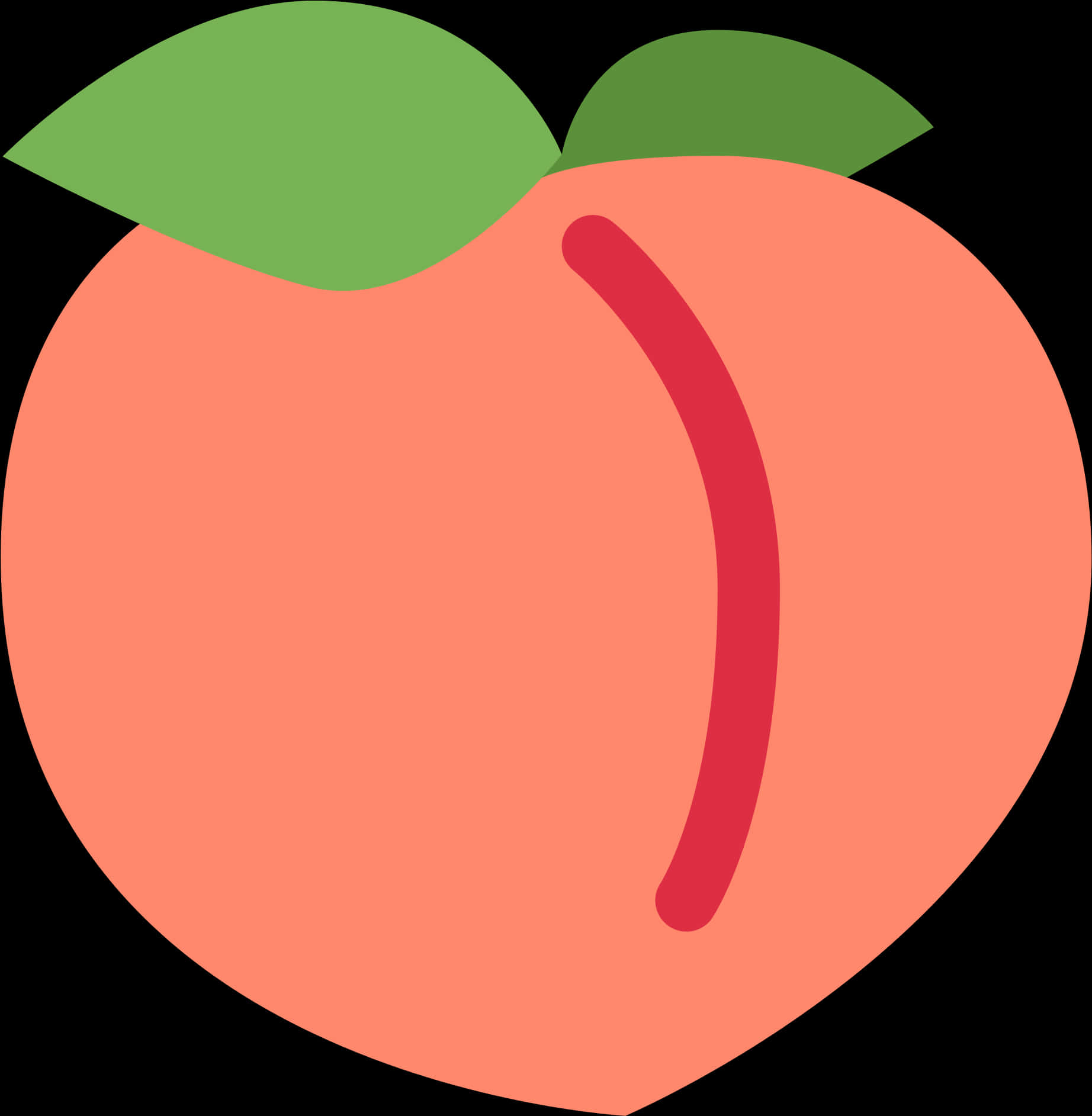 A Peach With A Green Leaf