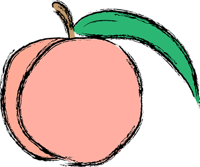 A Peach With A Green Leaf
