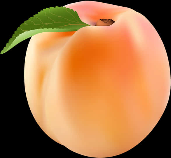 A Peach With A Leaf On It