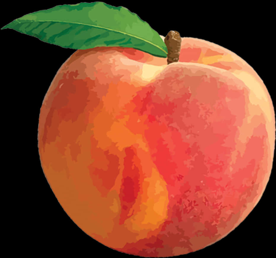 A Peach With A Leaf