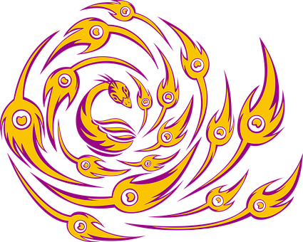 A Yellow And Purple Fire Swirl