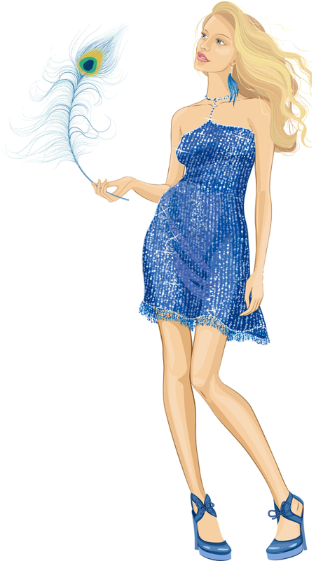 A Woman Wearing A Blue Dress