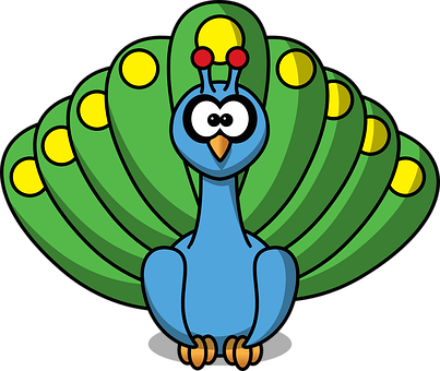 A Cartoon Peacock With A Black Background