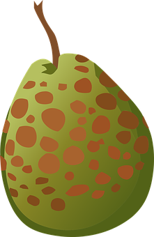 A Green Pear With Brown Spots