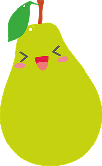 A Cartoon Pear With A Green Leaf