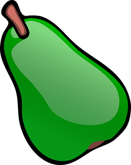 A Green Pear With Brown Stem
