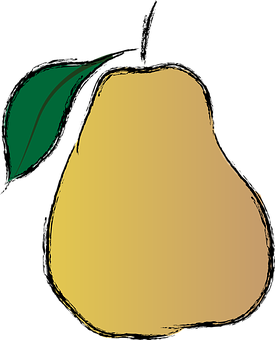 A Yellow Pear With A Green Leaf