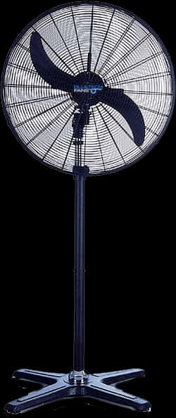 A Large Round Fan On A Black Pole