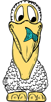 A Cartoon Of A Duck With A Blue Fish On Its Nose