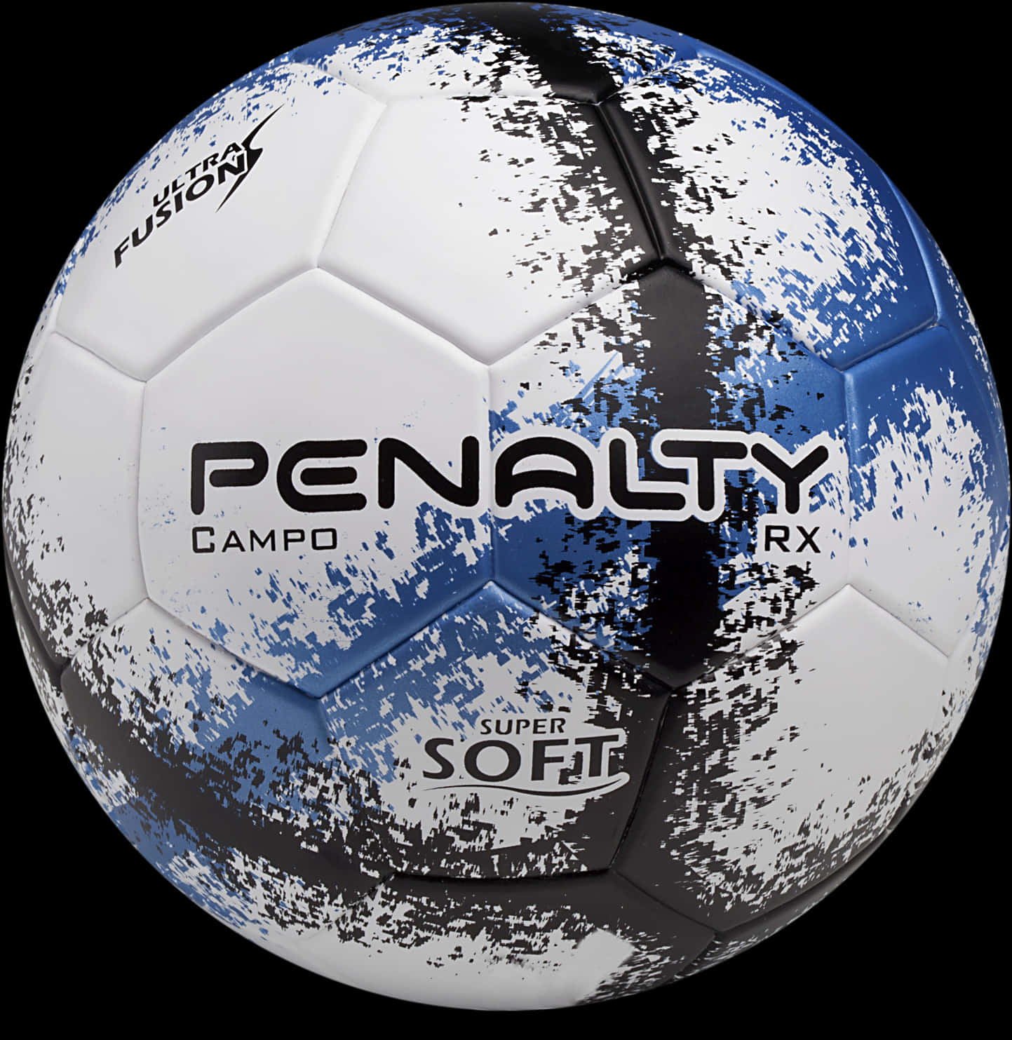 A Football Ball With Black And Blue Paint Splatters