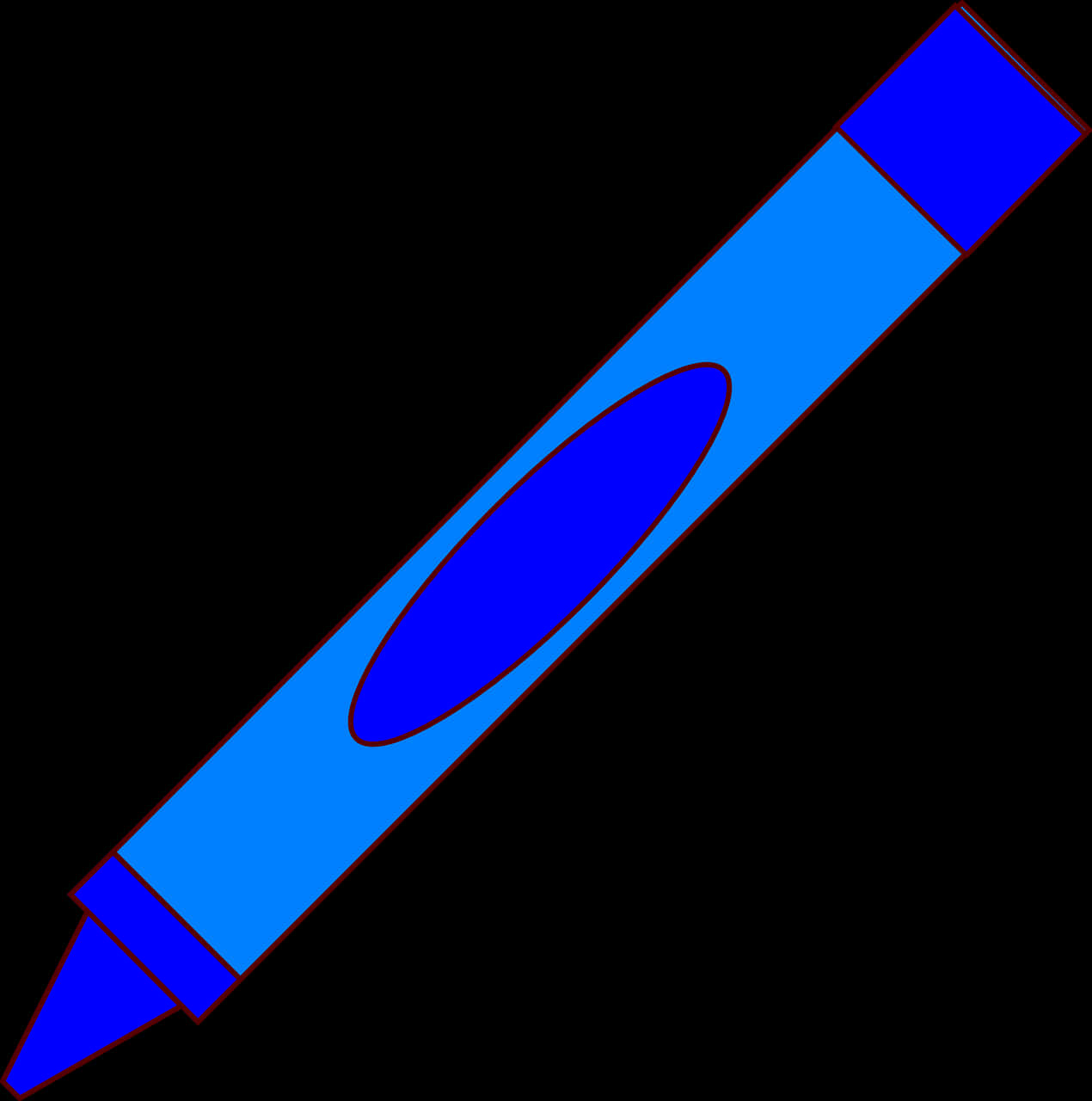 A Blue Crayon On A Black Background