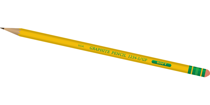 A Yellow Pencil With Green Writing On It