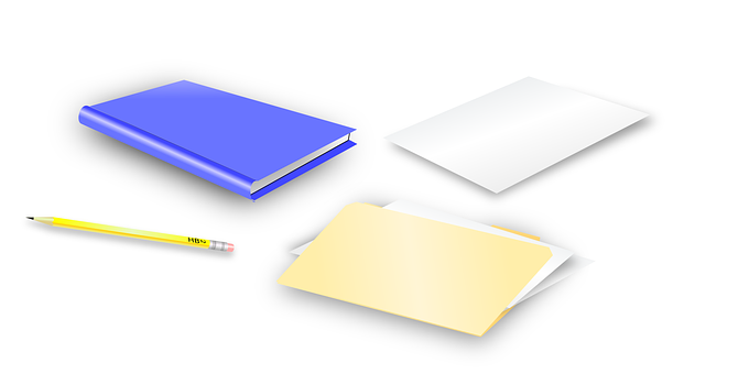 A Blue Notebooks And A Yellow Pencil