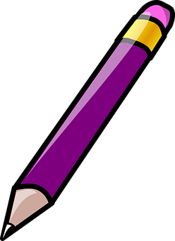 A Purple Pencil With A Yellow Top