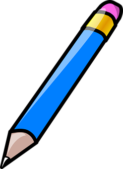 A Blue Pencil With A Yellow Top