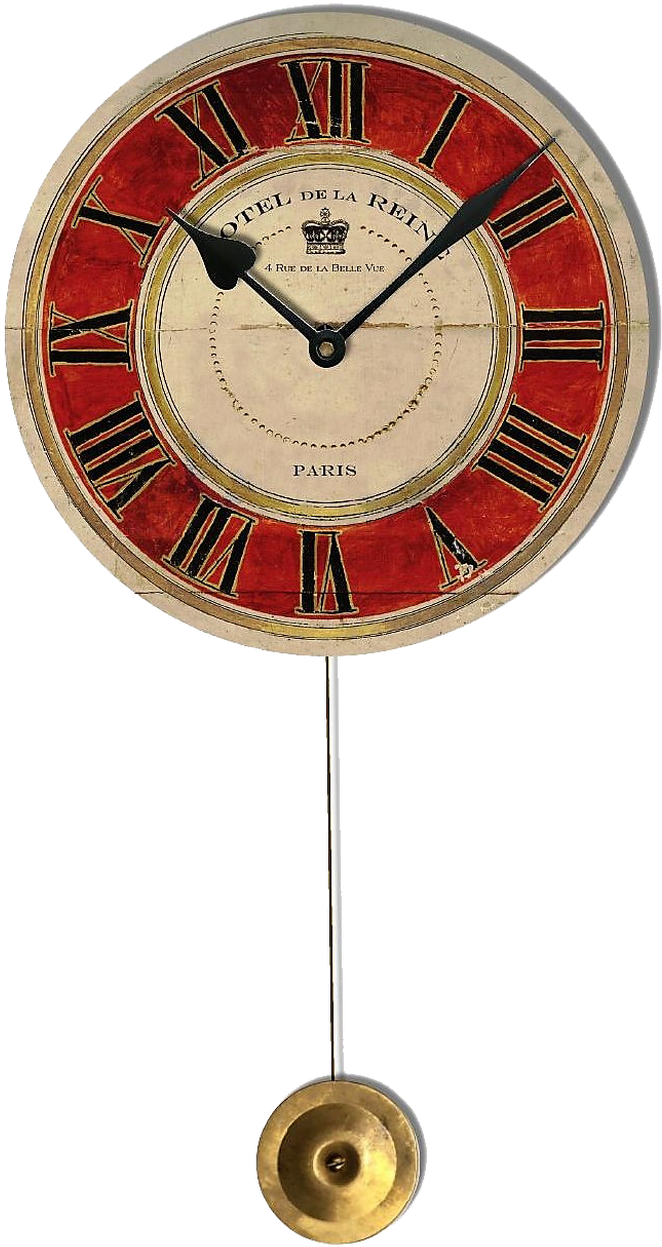A Clock With A Red And White Face