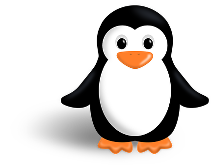 A Cartoon Penguin With Orange Beak And Black Background