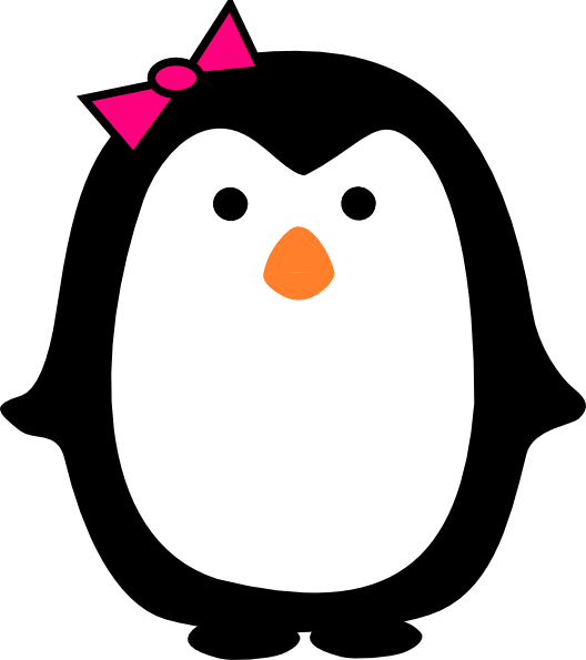 A Cartoon Penguin With A Pink Bow