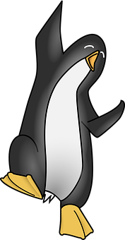 A Cartoon Penguin With Yellow Eyes
