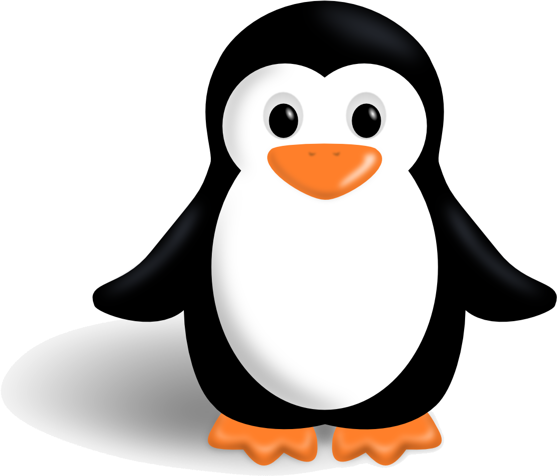 A Cartoon Penguin Standing On A Black Background