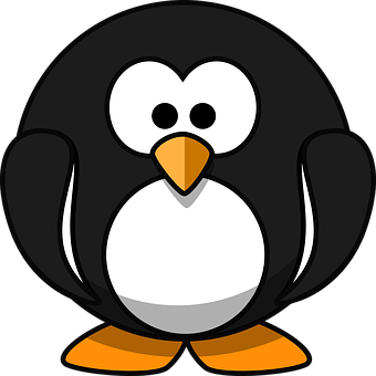 A Cartoon Penguin With Orange Feet