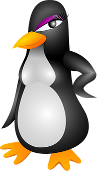 A Cartoon Penguin With A Yellow Beak