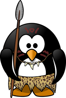A Cartoon Penguin Holding A Spear