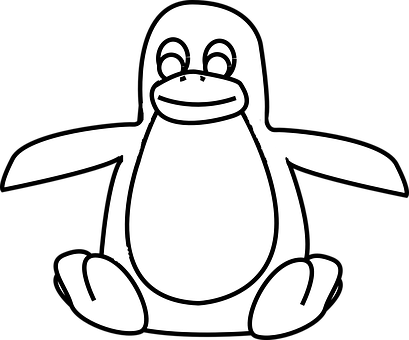 A White Outline Of A Penguin