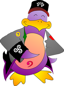 A Cartoon Of A Purple Duck