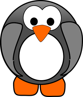 A Cartoon Penguin With Orange Feet