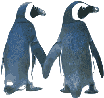 Two Penguins Holding Hands