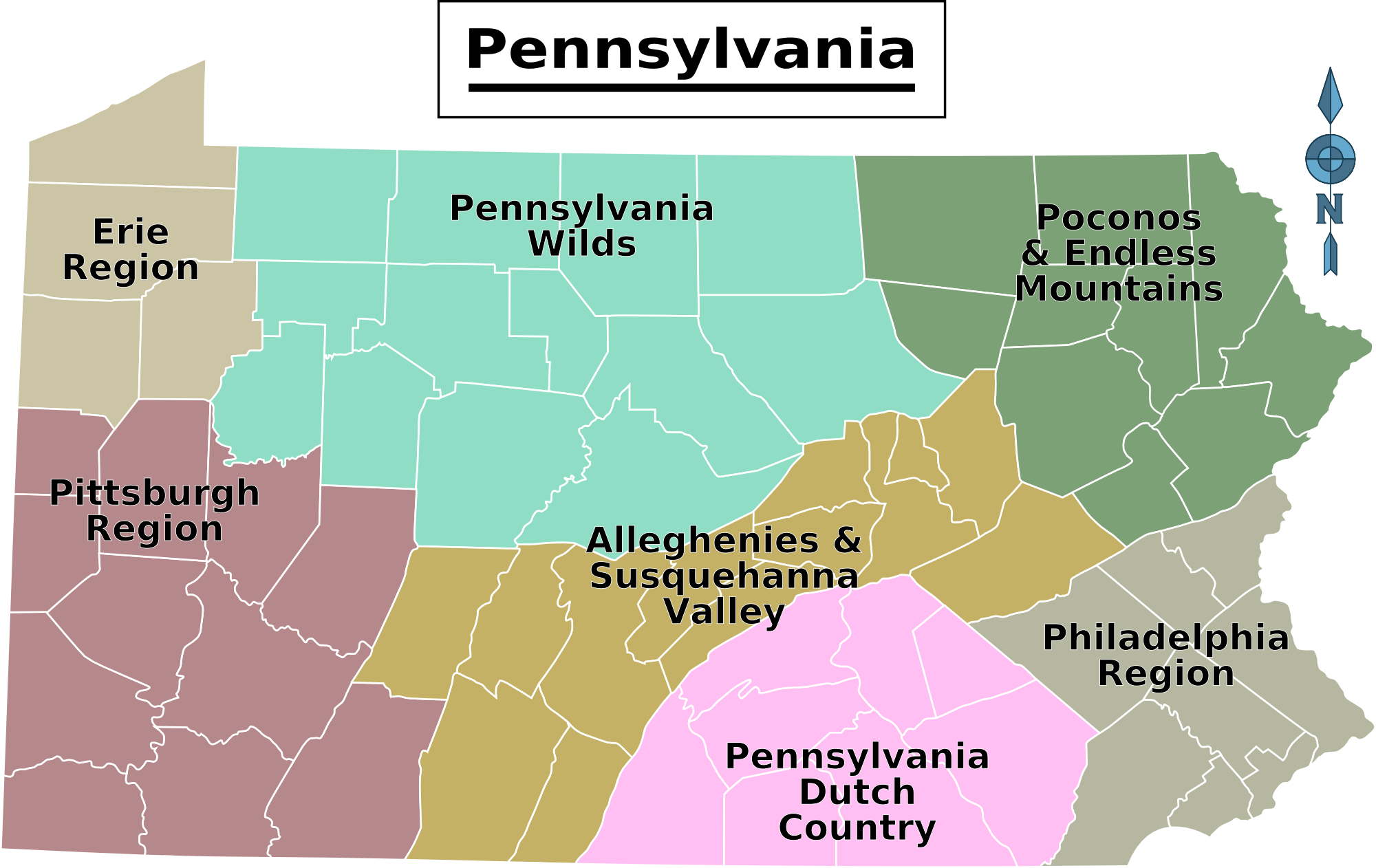 A Map Of The State Of Pennsylvania