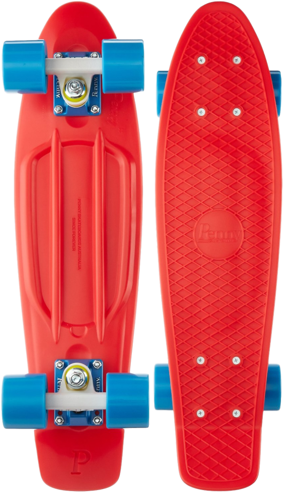A Red And Blue Skateboard