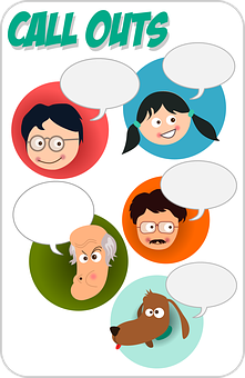 A Group Of Cartoon Faces With Speech Bubbles