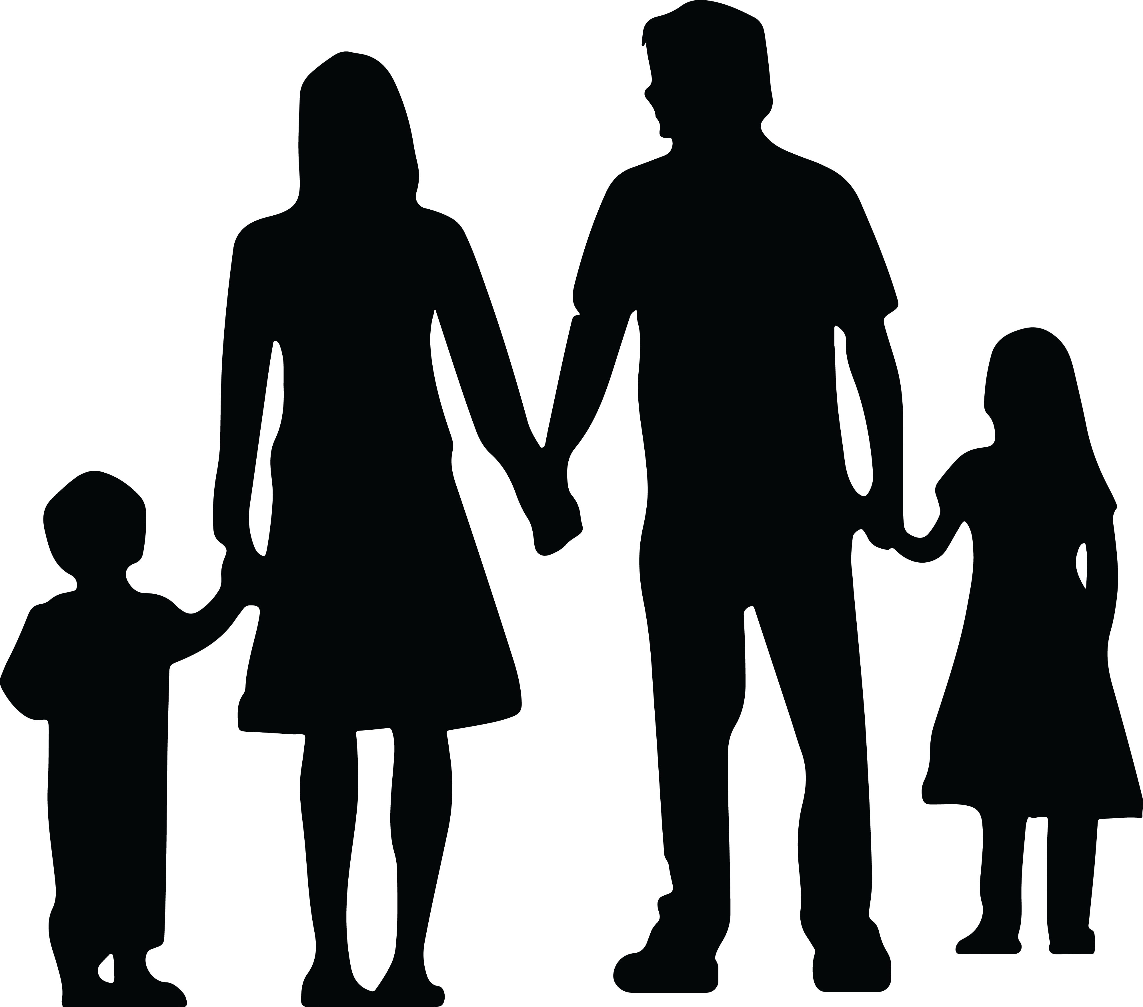 A Silhouette Of A Family Holding Hands