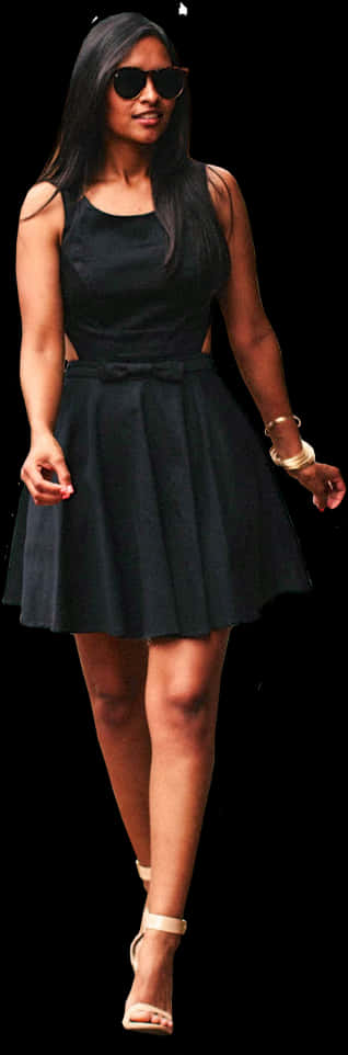 A Woman Wearing A Black Skirt