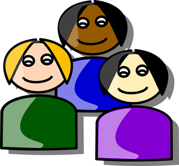 A Group Of People With Different Colored Faces