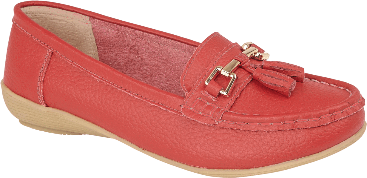 A Red Loafer With A Bow